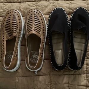 Vince Camuto Tan and Black Women's Flats